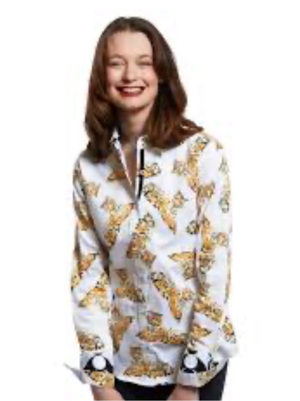 Dizzy Lizzie Tizzie Rome tiger print button up shirt top cotton women’s s small